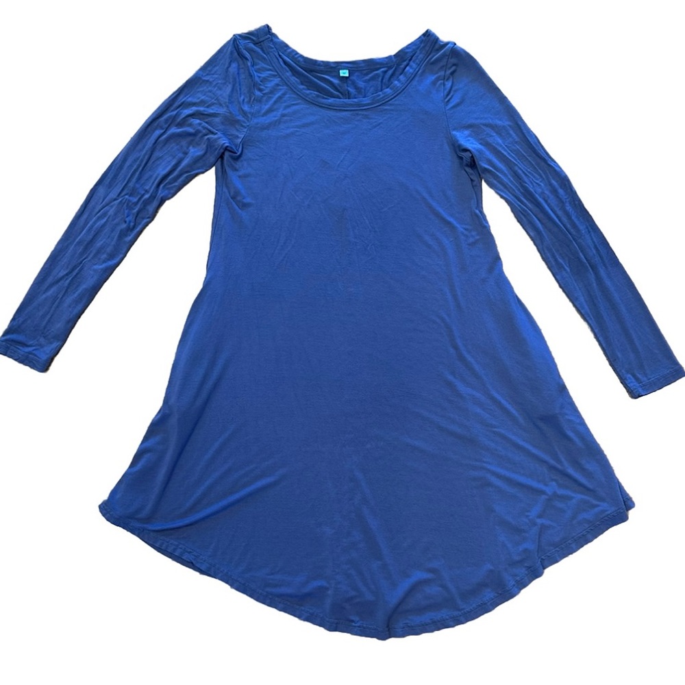 Women’s M T-shirt Dress Long Sleeve Cornflower